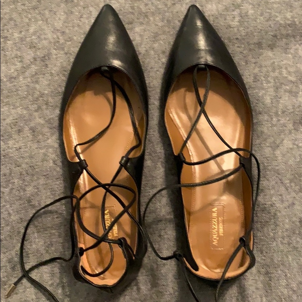 Aquazzura - Firenze black leather flats
